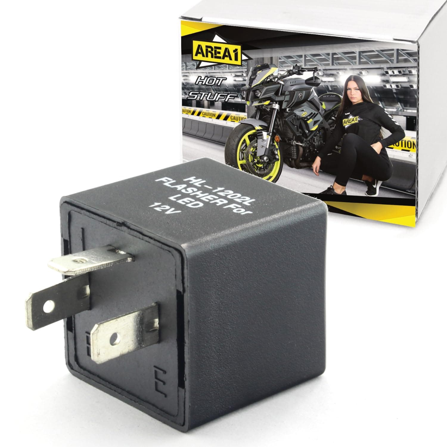 Area1 Motorrad Blinkerrelais Blinkgeber lastunabhängig/digital für LED Blinker, Halogen und Glühbirnen, 12V 0.1-150W 3 Pin / 3-Polig 3 Pin Relais