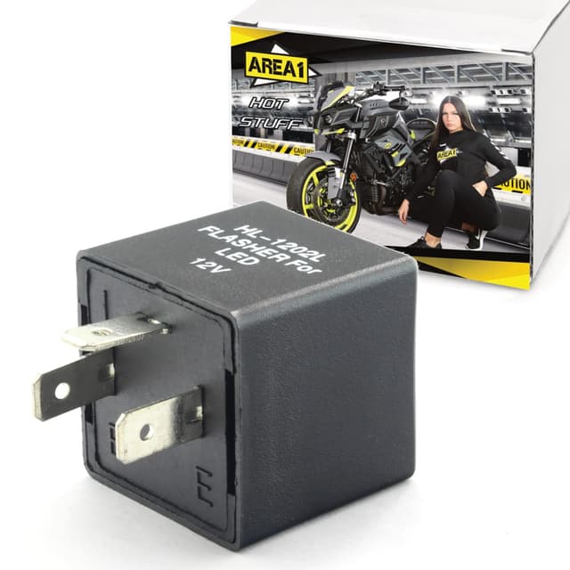 Area1 Motorrad Blinkerrelais Blinkgeber lastunabhängig/digital für LED Blinker, Halogen und Glühbirnen, 12V 0.1-150W 3 Pin / 3-Polig 3 Pin Relais