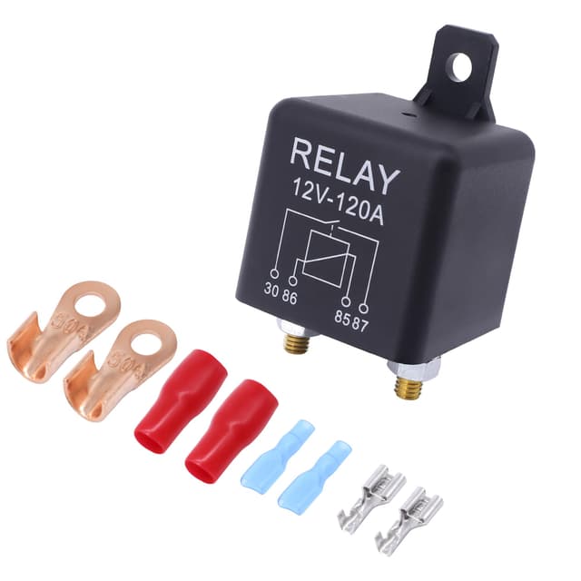 HISports Relais Batterie Trennrelais 12V 120A KFZ Relais Set,Auto Starter Heavy Duty Relais,LKW Motorstarter Relais mit 4 Terminals für Auto PKW Wohnwagen