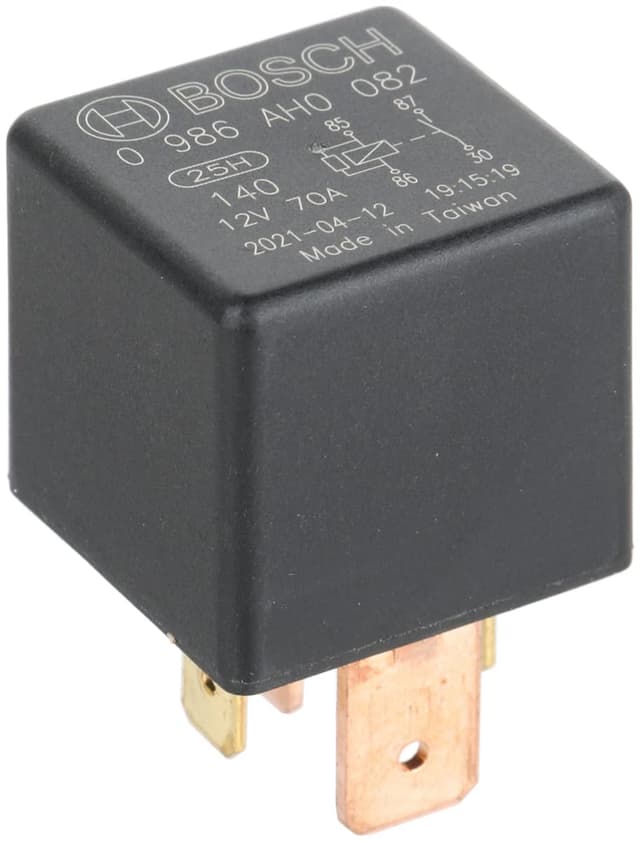 Bosch 0986AH0082 Leistungsrelais 12V 70A, IP5K4, Betriebstemperatur von -40° bis 125°, Schließer-Relais, 4 Pins