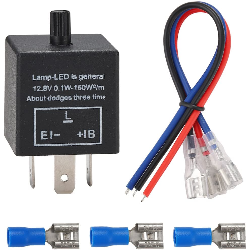 Greluma 1 Stk LED Blinkrelais, 12V 3-PIN Einstellbarer LED-Blinkrelais für Kraftfahrzeug Motorrad Typ 1