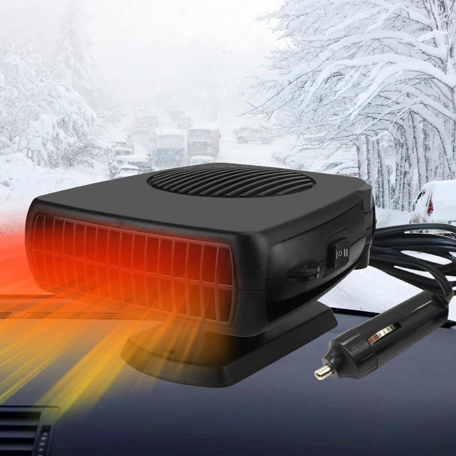 200W KFZ Heizung 12V: 2025 QIDOE Zigarettenanzünder 12 Volt Autoheizung Tragbar Auto Heizlüfter akku Standheizung Ventilator Defogger Scheibenheizung mit Stecker für Wohnmobil Camper LKW PKW 12 v