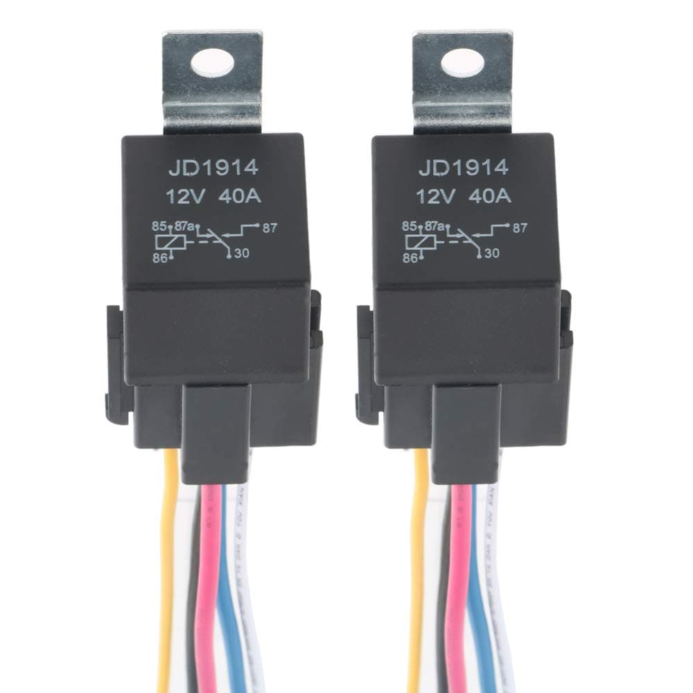 GTIWUNG 12V 40A Autorelais Mit Steckdose, Wechselrelais, 5 Pin SPDT Auto Relais Mit Drähte Für KFZ/LKW/Motor/Fahrzeug, Umschalt Relais, Auto Schalter & Vorspeisen, 2 Stück