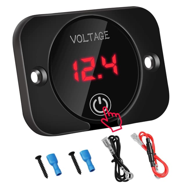 Linkstyle DC 12V 24V LED Digital Voltmeter, Wasserdichtes Voltmeter Auto mit Überlastschutz Abschaltung, Batterieanzeige for Auto Motorrad Boat Rotlicht