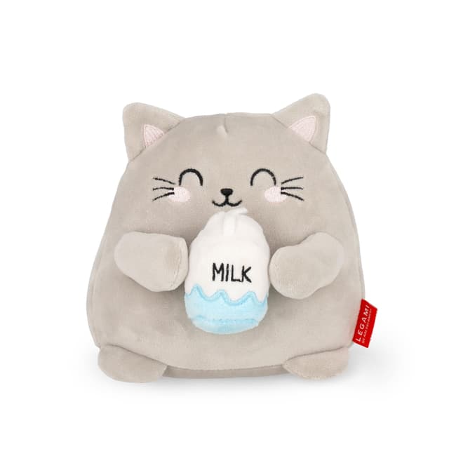 Legami - Super Soft Plush Plüsch, Kitty Thema, Mini Größe, mit personalisierbarer ID Karte, Steht alleine, 14x15x12 cm, Grey