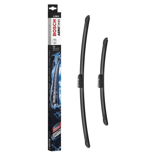 Bosch Aerotwin A295S Front-Scheibenwischer - Set mit 2 Ersatz-Scheibenwischern und vormontiertem Adapter - 2 Wischblätter, 600 mm und 400 mm Scheibenwischer A295S
