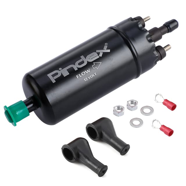Pindex Elektrische Hochdruck-Kraftstoffpumpe 12V,Inline-Kraftstoffpumpe,Benzinpumpe für Benzin, Diesel,Universelle Ersatz-Kraftstoffförderpumpe 0580464070 (Schwarz) Schwarz,0580464070