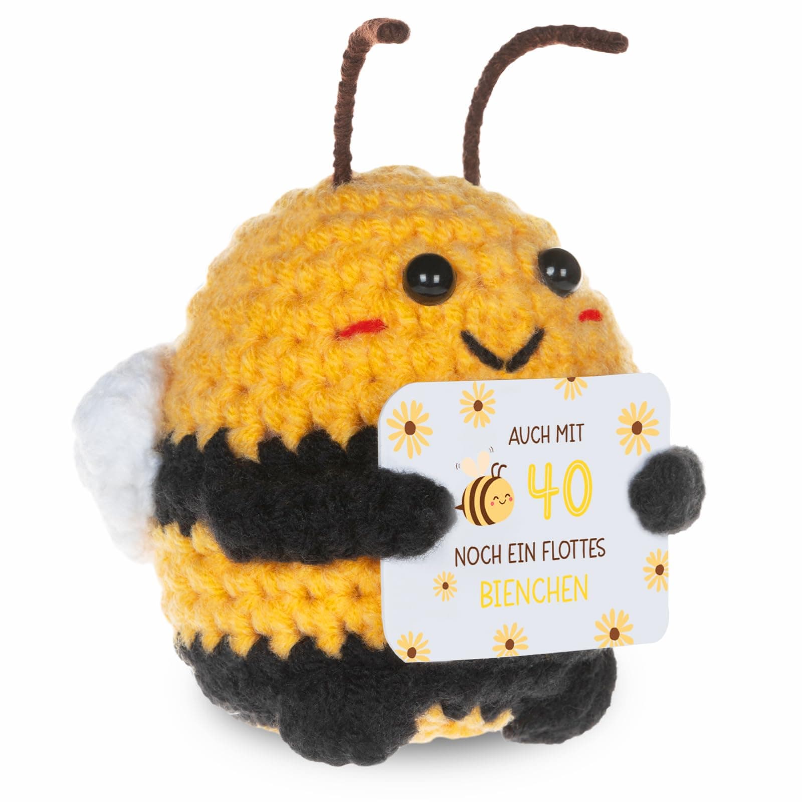 WenmthG Pocket Hug Positive Biene Glücksbringer zum 40 Geburtstag Geschenke für Beste Freund Kollegen Frauen Männer, Anti Stress Geschenke Glücksbringer Biene Positive Kartoffel Deutsch Ersatz - 1 St