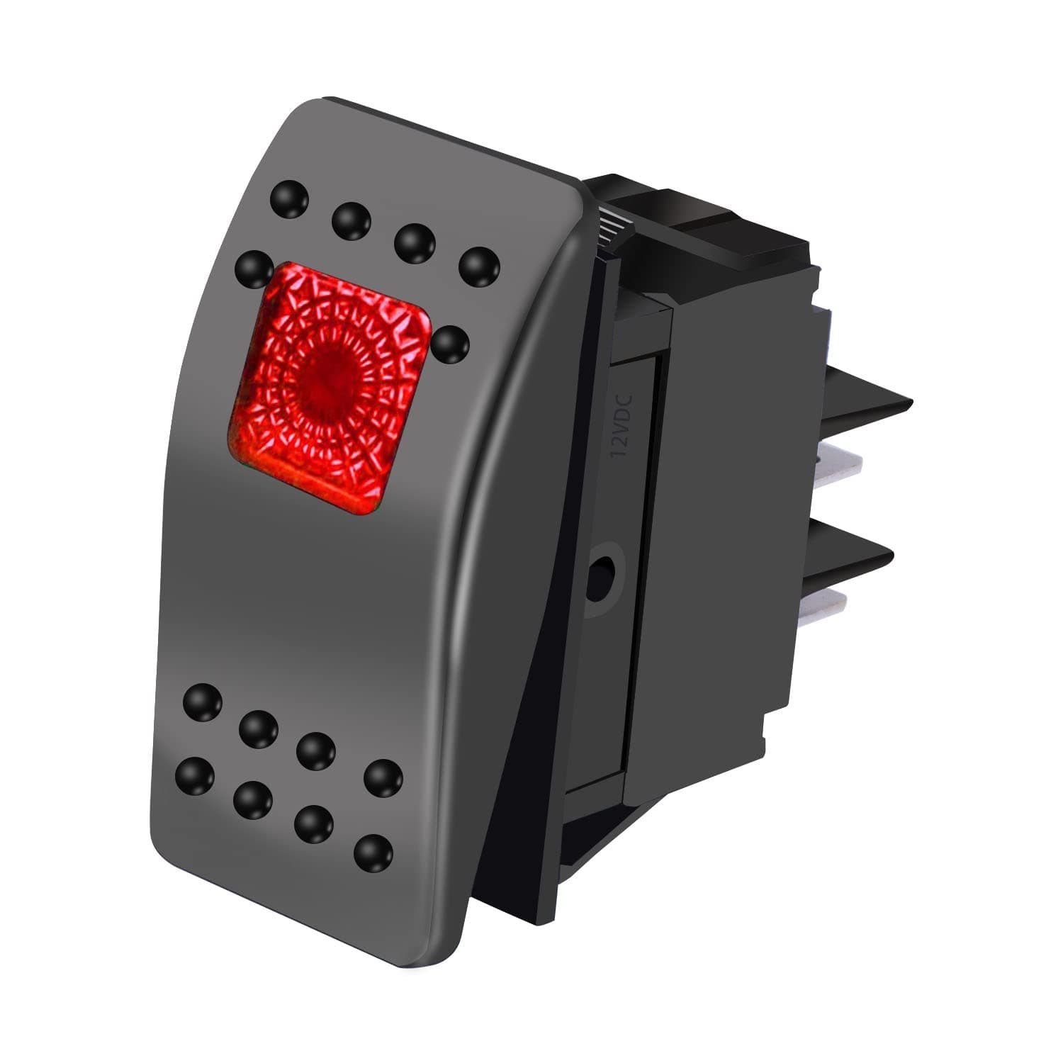 mxuteuk KFZ Auto Schalter 12V beleuchtet Kippschalter wasserdicht rote LED Ein/Aus Wippschalter Boot Marine Druckschalter Schalter 4Polig mit Licht RK1-06-R