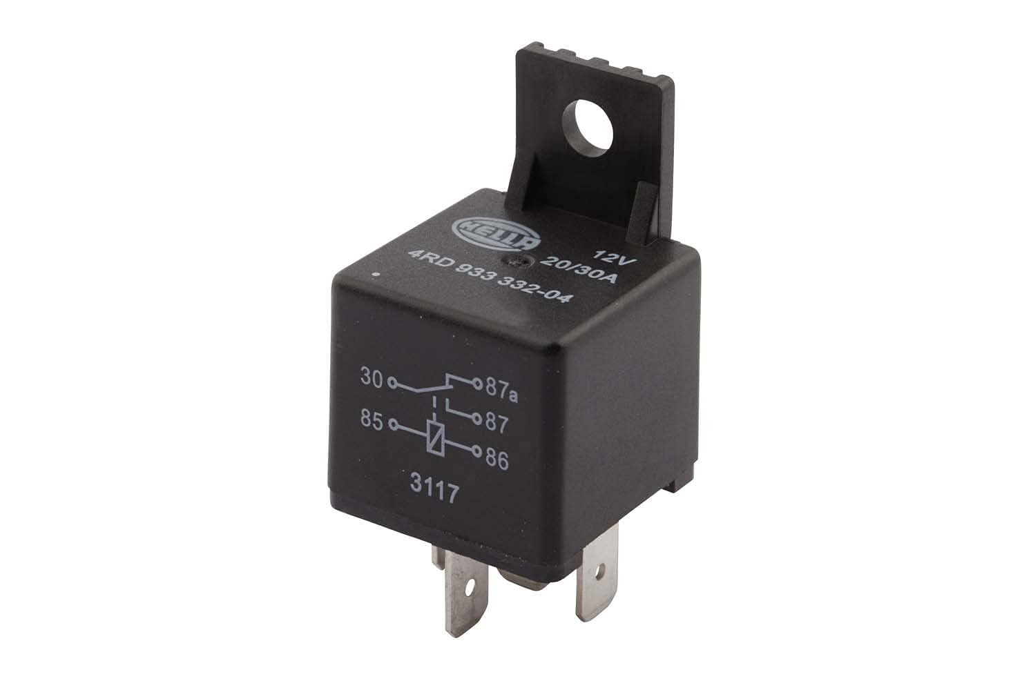 HELLA 4RD 933 332-041 Relais, Arbeitsstrom - 12V - 5-polig - Wechsler - mit Halter Single
