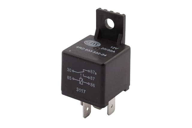 HELLA 4RD 933 332-041 Relais, Arbeitsstrom - 12V - 5-polig - Wechsler - mit Halter Single
