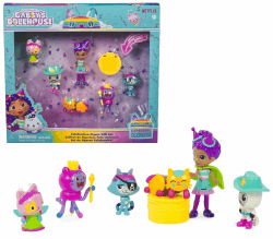Gabby's Dollhouse, Party-Figuren Geschenkset, Party Gabby mit 6 Katzen-Figuren im festlichen Outfit, ab 3 Jahren Angebot bei HelloDeals