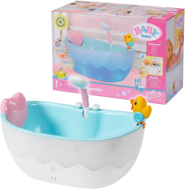 BABY born Badewanne für Puppen mit Farbwechsel, Dusch-und Soundfunktion, funktioniert auch mit echtem Wasser, 832691, Zapf Creation Single