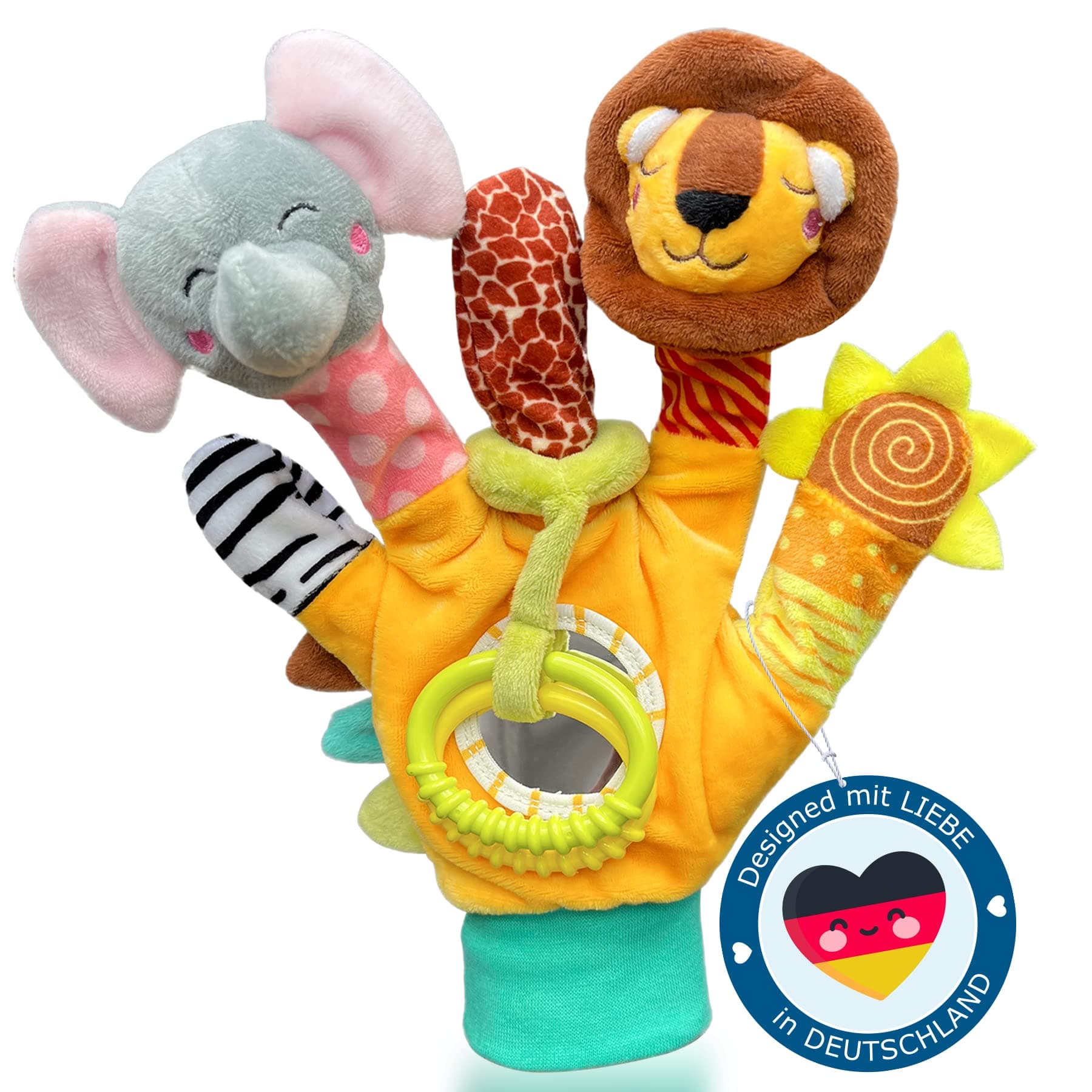 HELDENGUT® 2in1 Spielhandschuh als ideales Baby Geschenk - Absolut sicher & unbedenklicher Baby Fingerpuppen Handschuh - Super Spielzeug zur Geburt ab 0 Monate für Jungen & Mädchen Angebot bei HelloDeals