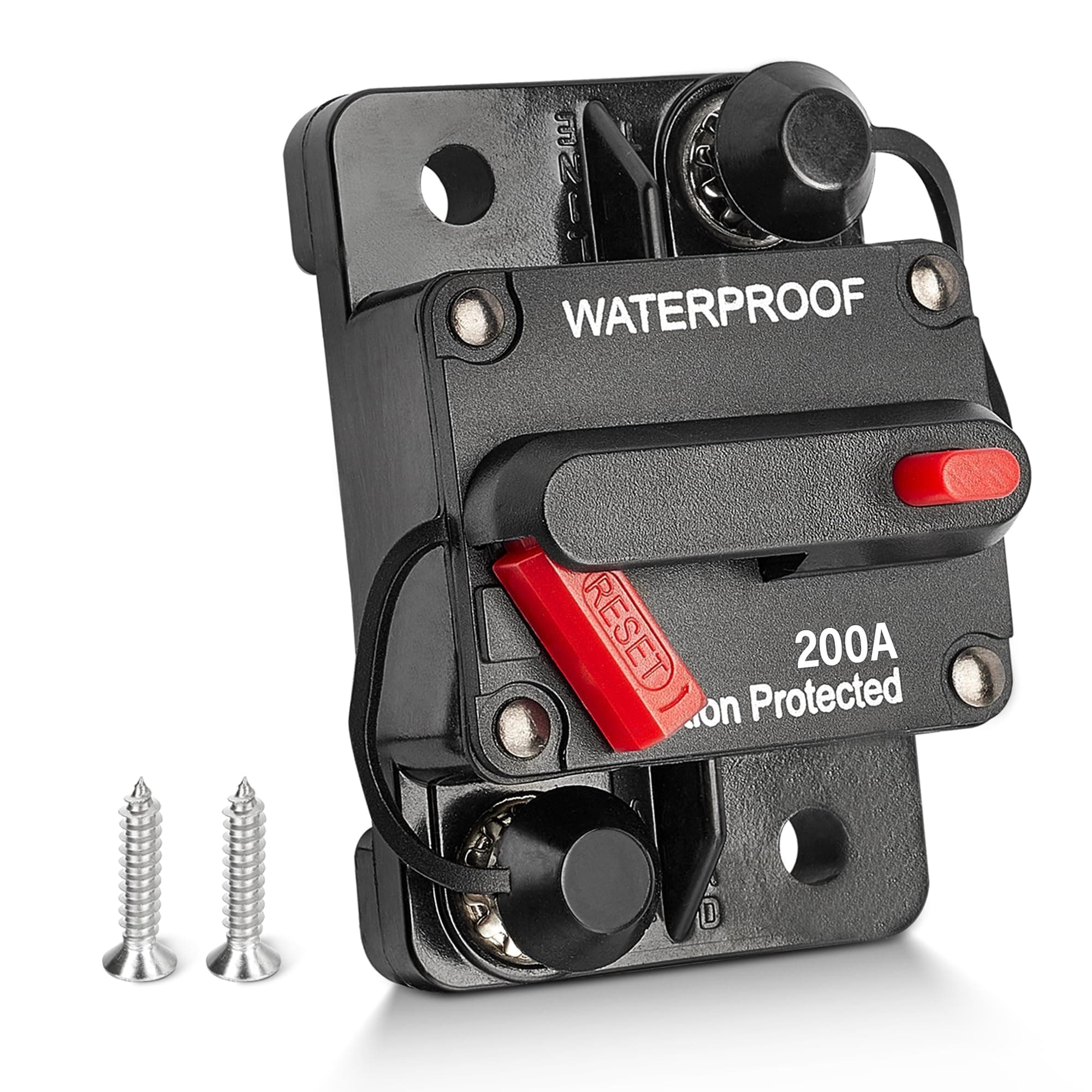RED WOLF 200A Schutzschalter Sicherungshalter mit Manueller Reset für Auto Boot LKW Marine Audio Batterie Leistungsschalter Kfz DC 12V-24V Sicherungsautomat Circuit Breaker