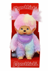 Sekiguchi 242153 - Original Monchhichi Mädchen, Plüschfigur mit Lätzchen und Zöpfen, ca. 20 cm großes Kuscheltier aus buntem Plüsch Angebot bei HelloDeals