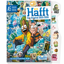 Häfft® Original Hausaufgabenheft 2025/2026 A5 "Stickermania" ultimativer Schülerkalender, Schülerplaner - nachhaltig & klimafreundlich Angebot bei HelloDeals