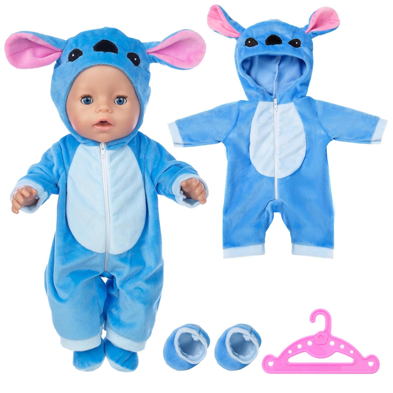 Baby Kleidung für 14-17 Zoll Baby Puppen, Puppenkleidung mit Aufhänger Socken, Blaue Puppenkleidung für 35-43 cm Neugeborene Baby Puppen Mädchen Ostern Geburtstag