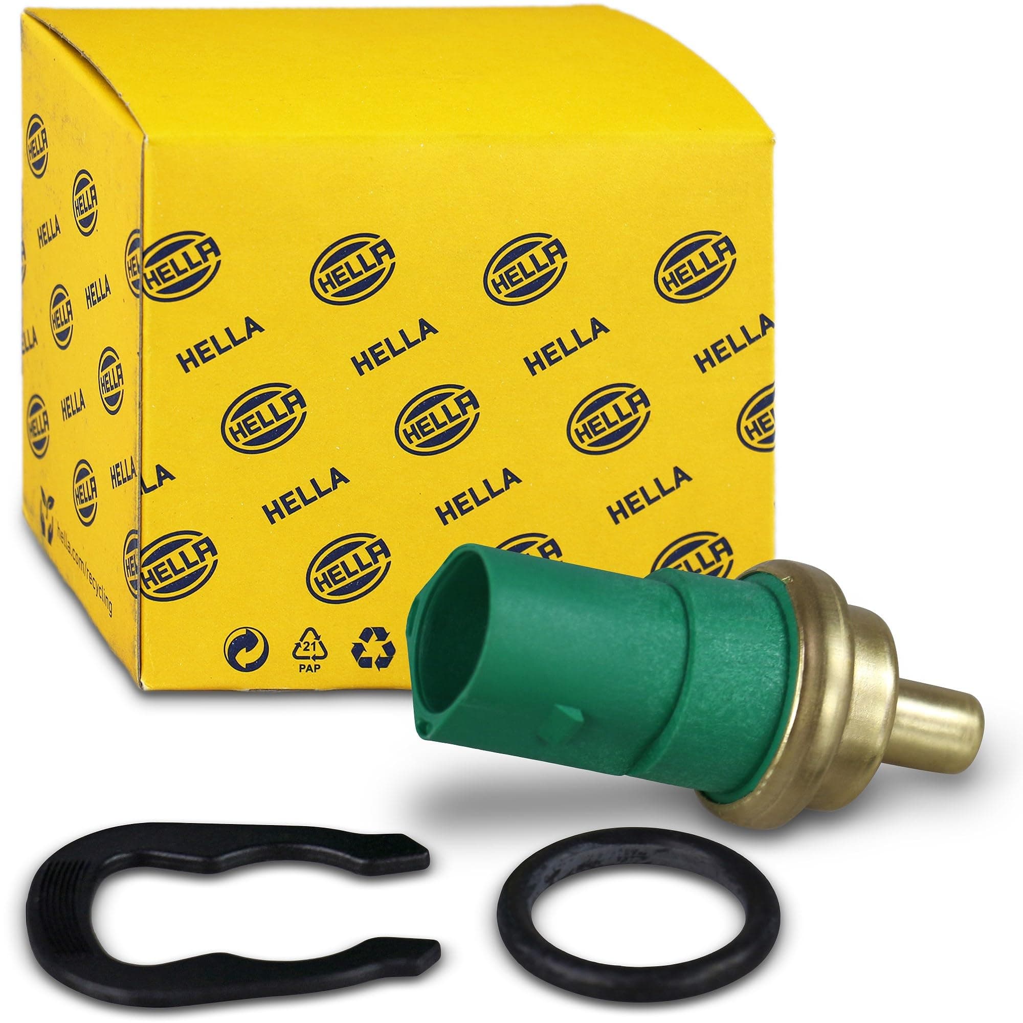 HELLA 6PT 009 107-141 Sensor, Kühlmitteltemperatur - 12V - 4-polig - gesteckt - mit Dichtung - mit Sicherungsring