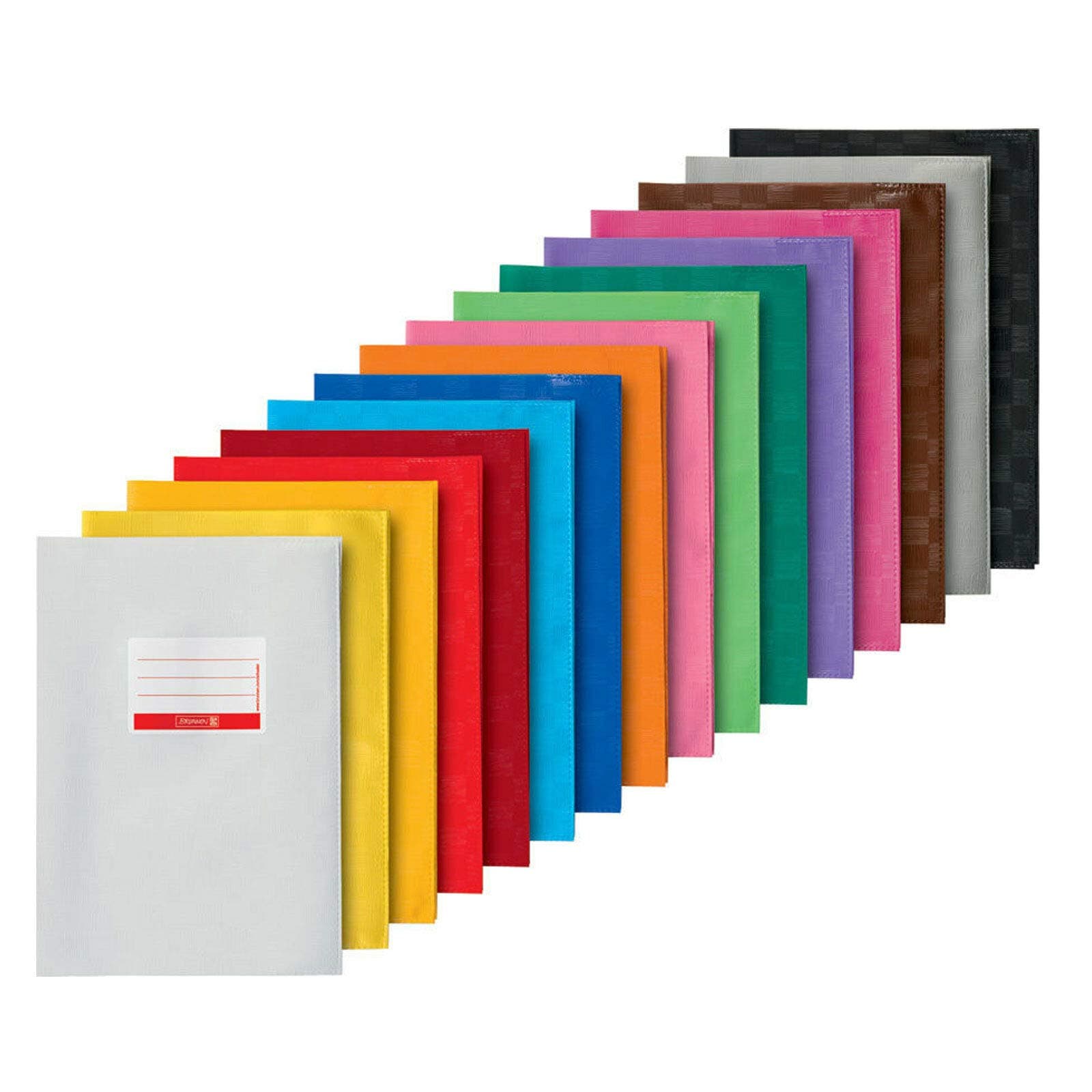 Brunnen 16 Stück Notizbuchhüllen A4, 16 Farben, blickdicht, gedeckt, stabil Rot, Grün, Blau, Schwarz, Weiß 16er Set | A4