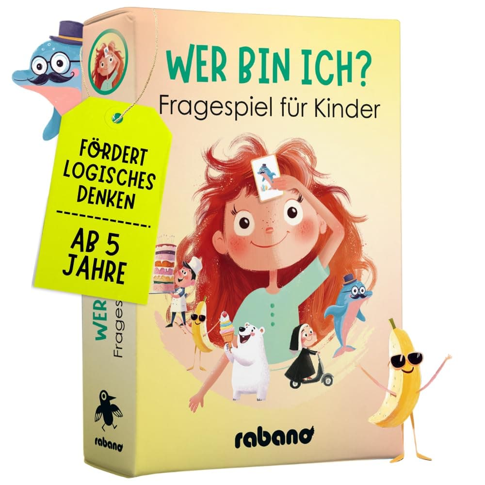 Rabano Art Wer Bin ich? Spiel für Kinder I Lernspiel & Geschenk für Mädchen und Junge I Spiele ab 4, 5, 6, 7, 8, 9 Jahre I Ostergeschenke Kinder I Outdoor Spiel