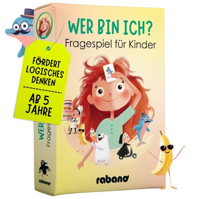 Rabano Art Wer Bin ich? Spiel für Kinder I Lernspiel & Geschenk für Mädchen und Junge I Spiele ab 4, 5, 6, 7, 8, 9 Jahre I Ostergeschenke Kinder I Outdoor Spiel