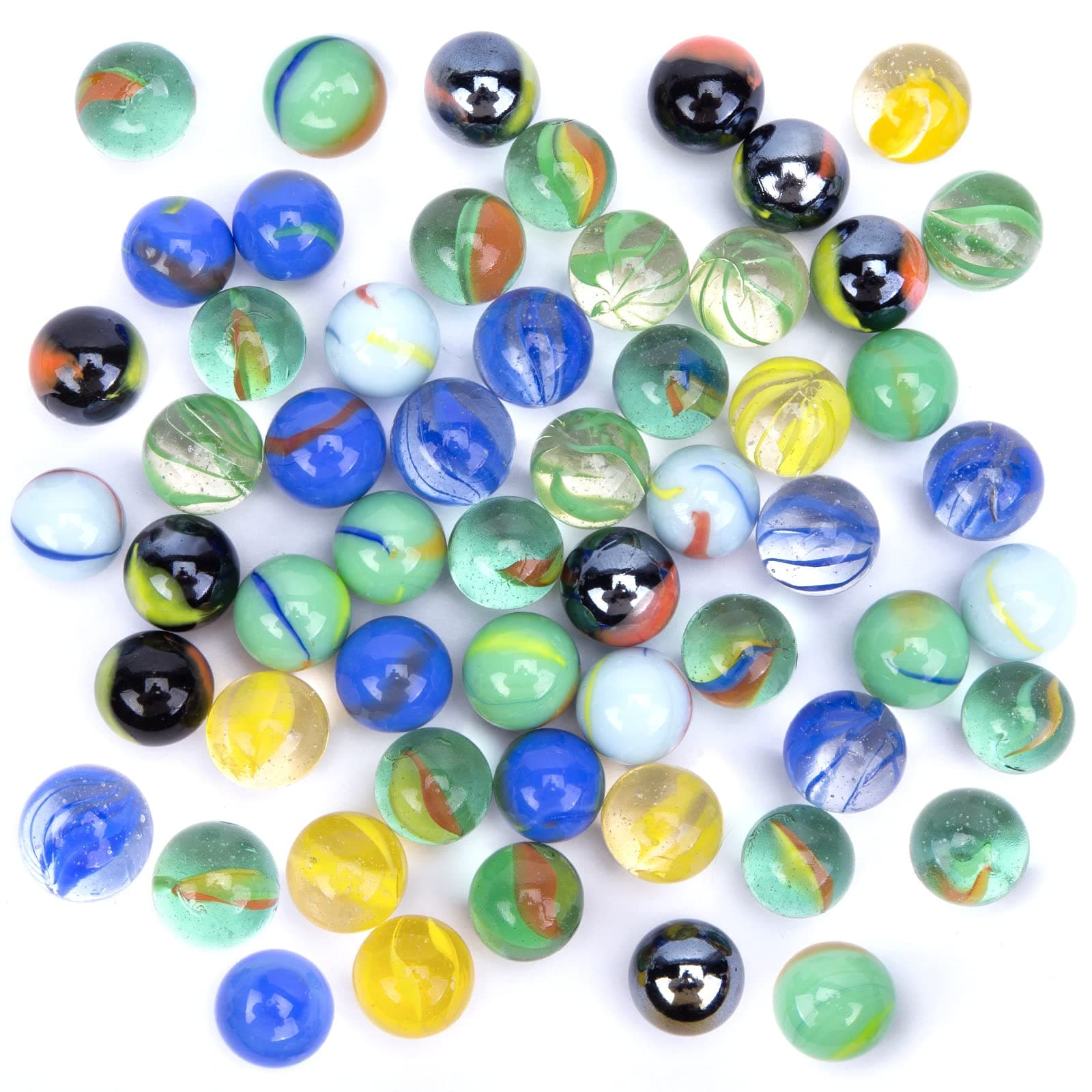 HAKACC 80 Stück Glasmurmeln, 15mm Bunte Murmeln mit Einzigartigen Mustern, Perfekt für Kinderspiele, Deko & DIY-Projekte, Mischfarben Mehrfarbig