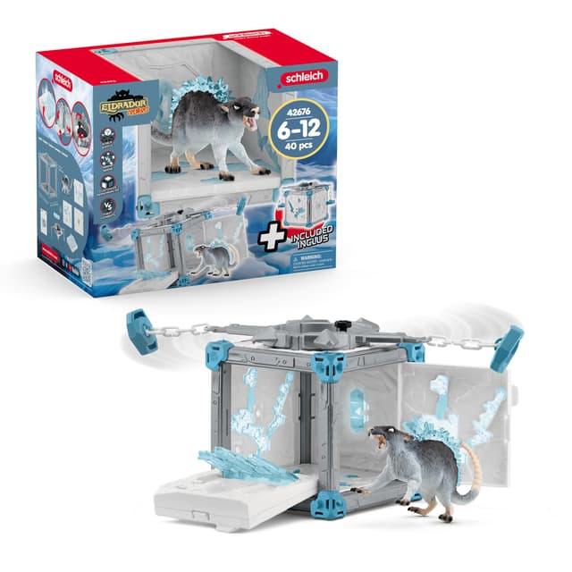 SCHLEICH ELDRADOR Creatures | Battle CAVE Eisratte 42676 | Set aus ELDRADOR Battle Cave mit Monster, Eisschleuder & Kristall | Battle Caves zur Arena stapelbar | Spielzeug ab 7 Jahren | 40 Teile