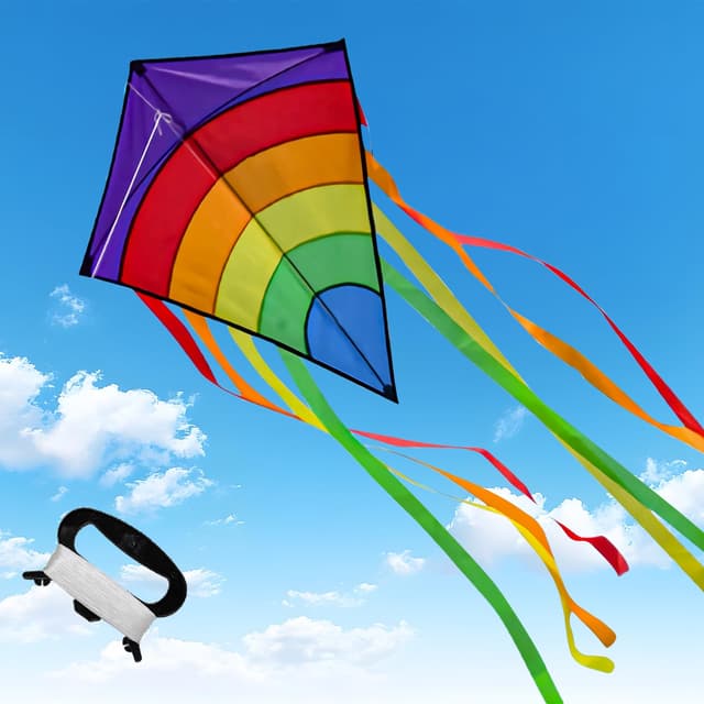 Drachen Kinder - Einleiner-Flugdrachen für Kinder ab 3 Jahren - Kinderdrachen inkl. 100m Drachenschnur und Streifenschwänze
