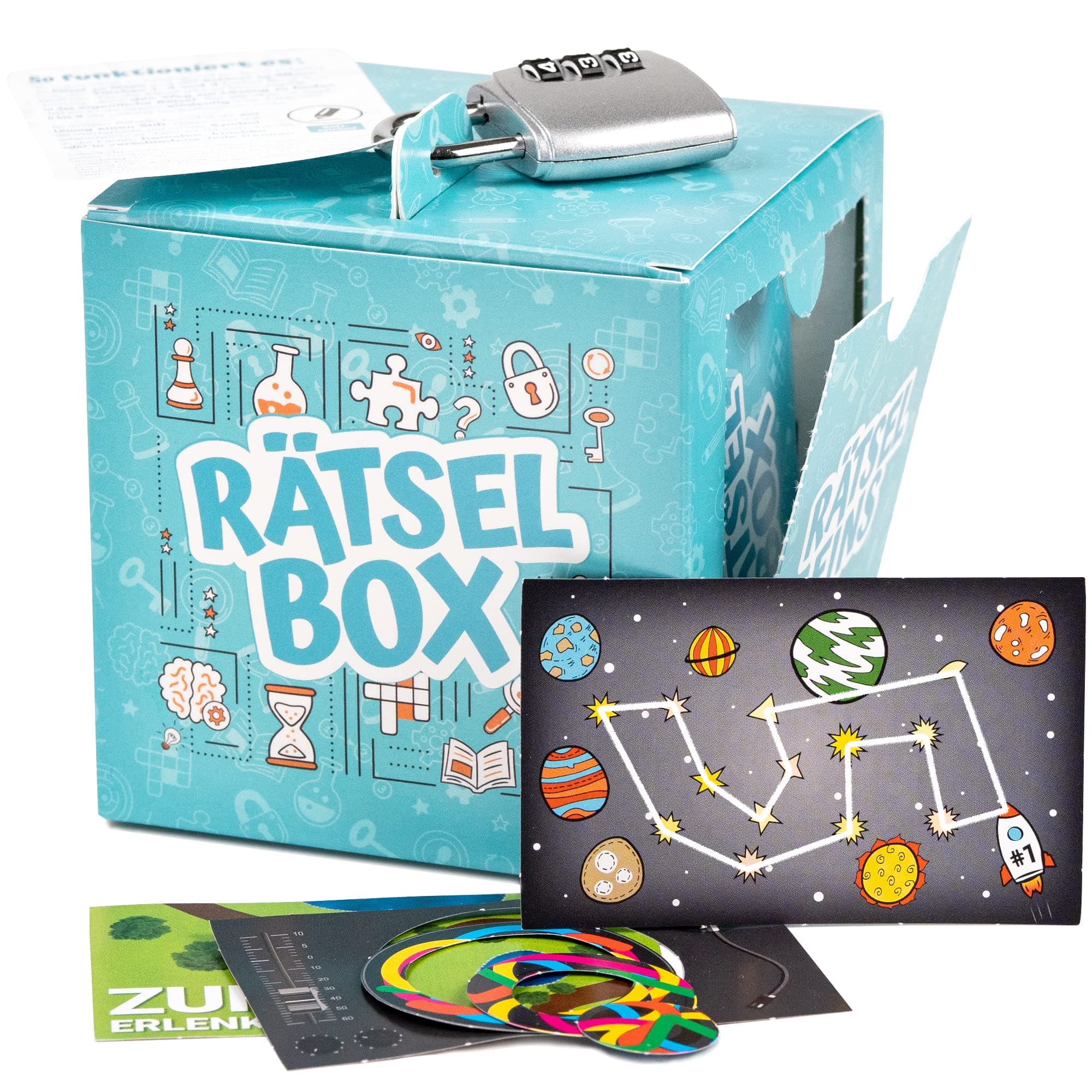 Rätselbox - Geschenkbox: 3 Rätsel lösen zum Öffnen - Ähnlichkeit mit Exit Game - Geschenkverpackung für Geldgeschenk oder kleine Geschenke