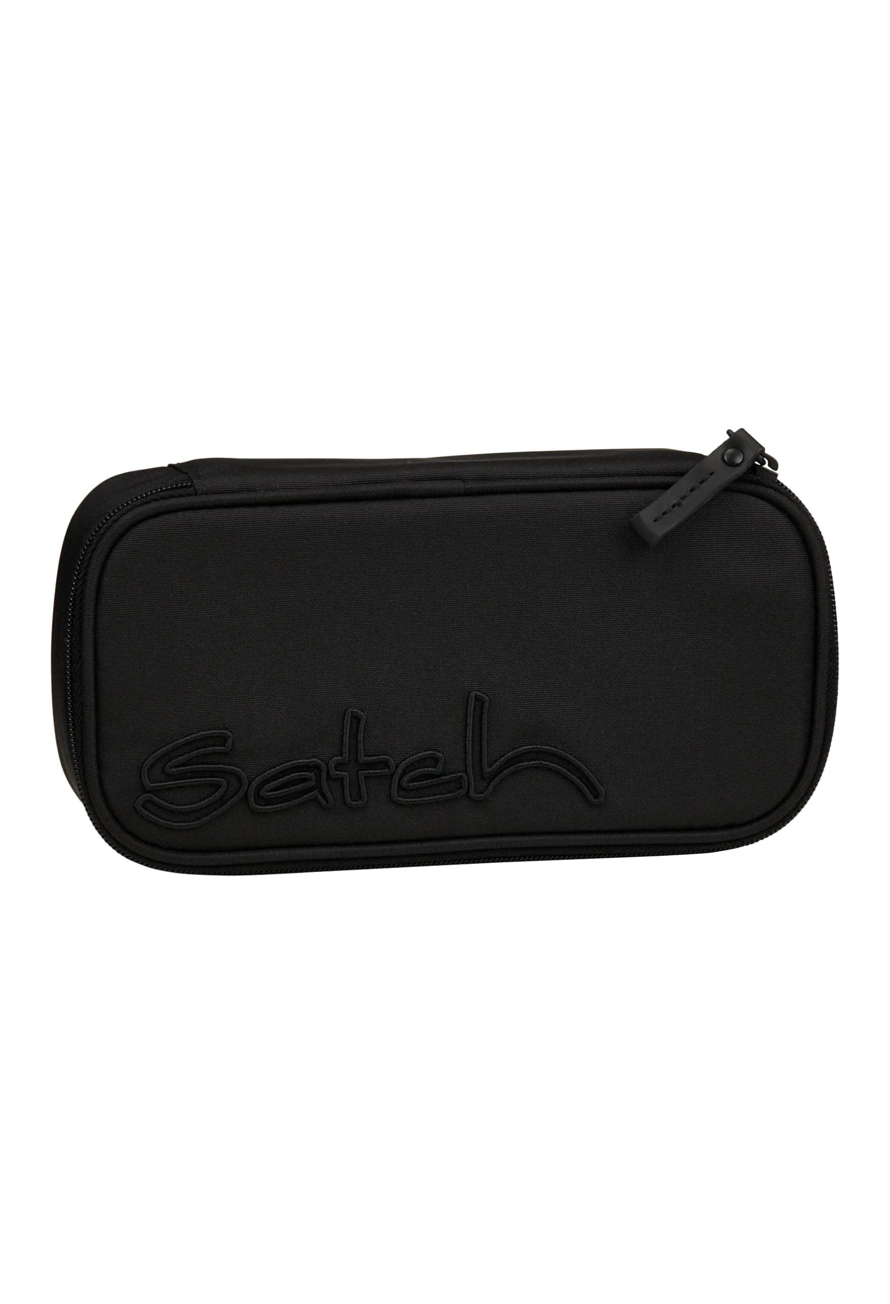 Satch Schlamperbox extra groß inkl. Trennfach Reißverschlussfach Stiftehalter Geodreieck Sichtfenster für Stundenplan Nordic Black - Schwarz