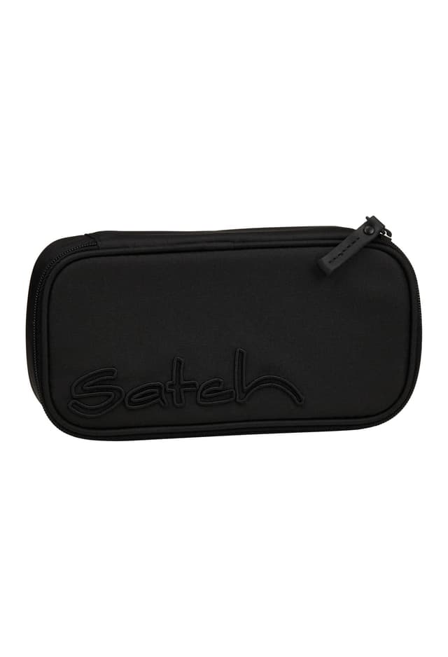Satch Schlamperbox extra groß inkl. Trennfach Reißverschlussfach Stiftehalter Geodreieck Sichtfenster für Stundenplan Nordic Black - Schwarz