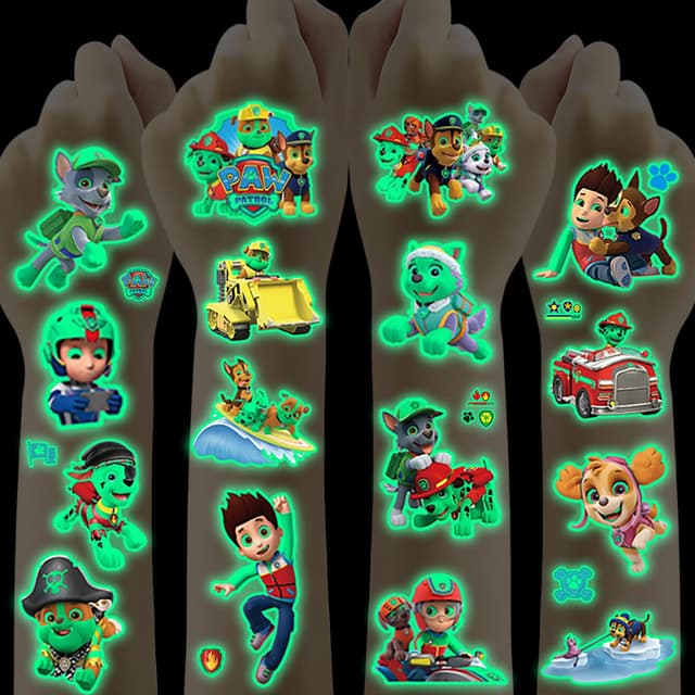 Tattoo Kinder,Paw Patrol Tattoo 12 Blätter,Hautfreundliche Leuchttattoos Jungen Mädchen Wasserdicht Kindertattoos Sticker Cartoon Temporäre Tattoos,Mitgebsel Kindergeburtstag Gastgeschenke Party Deko Paw Patrols