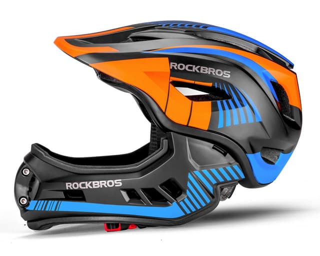 ROCKBROS Kinderhelm Integriert Fahrradhelm Kinder Jugend Fullface Helm mit Abnehmbarem Kinnschutz BMX MTB Downhill Helm
