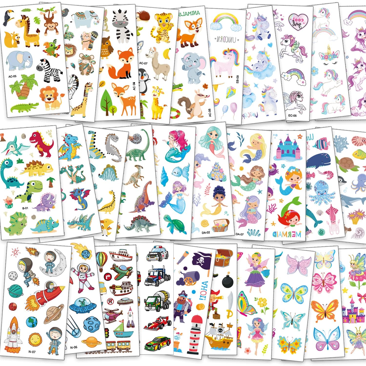 FUHOMI - Tattoo Kinder Mädchen Jungen - 350+ Kindertattoos - Klebetattoos - Tiere Schmetterling Dino Kinder Tattoo - Schultüte Füllung Mitgebsel Kindergeburtstag weiß