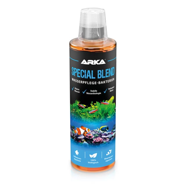 Bakterien Aquarium 473 ml – Reduziert Nitrat & organische Abfälle – Kristallklares Wasser & Geruchstopp – Für Süß- & Meerwasser – 100 % biologische Bakterien – ARKA Special Blend 473ml (16oz)