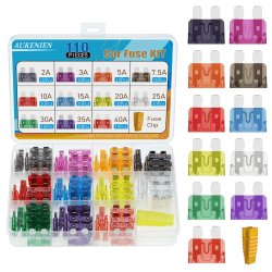 AUKENIEN 110 Stück Standard Auto Sicherungen KFZ Flachsicherungen Stecksicherungen PKW Autosicherungen Set Gemischt 2A 3A 5A 7.5A 10A 15A 20A 25A 30A 35A 40A mit 1 Stück Sicherungszieher Angebot bei HelloDeals