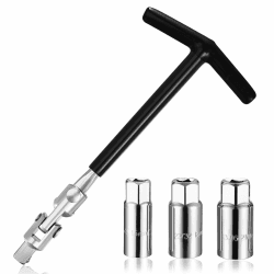 Zündkerzenschlüssel Satz, 16/18/21mm Universal Flexibel Zündkerzenschlüssel Set, T-Griff Zündkerzen Steckschlüssel Satz, Zündkerzenschlüssel für Auto Motorrad Zündkerzen Entferner Schraubenschlüssel Angebot bei HelloDeals