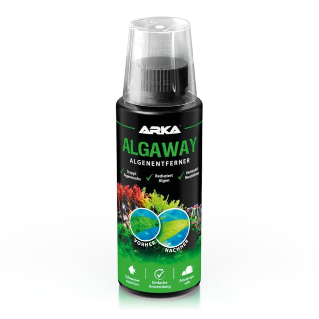 Algenmittel Aquarium 118 ml – schnelle Hilfe bei Faden-, Punkt- & Grünalgen – kupferfrei & pflanzensicher – reduziert sichtbare Algenprobleme in Süßwasseraquarien – für klares Wasser – ARKA Algaway 118ml (4oz)