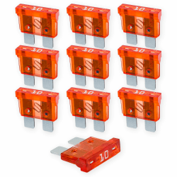 10A KFZ Sicherungen | 12V 24V 32V | 10 Stück | Stecksicherungen für Stromdieb & Sicherungshalter | 19mm Flachsicherungen für Auto, Boot, Motorrad, Wohnmobil & Roller | Ersatzsicherungen 10A Standard Angebot bei HelloDeals