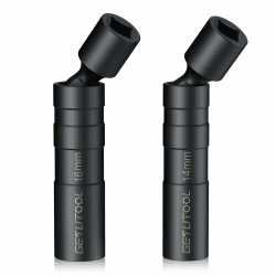 GETLITOOL Zündkerzenschlüssel 14mm und 16mm, Magnet Zwölfkant-Zündkerzenschlüssel Set Cr-V Stahl, 3/8" Antrieb Universal Flexibel Gelenk Kerzenschlüssel zum Entfernen von Zündkerzen Auto & Motorrad 2PCS 14+16MM(Kurz) Angebot bei HelloDeals