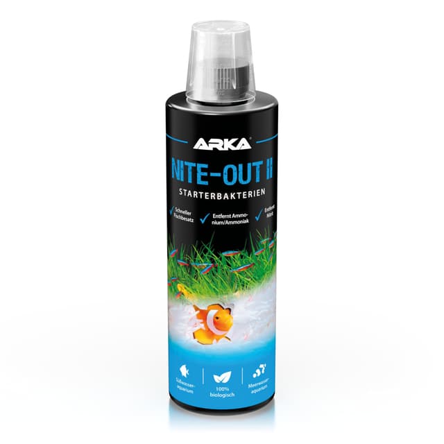 Starterbakterien Aquarium 473 ml – ideal bei Neustart, Wasserwechsel & Fischbesatz – reduziert Ammonium & Nitrit schnell – biologisch, sofort aktiv & sicher für alle Fische – ARKA Nite-Out II 473ml (16oz)