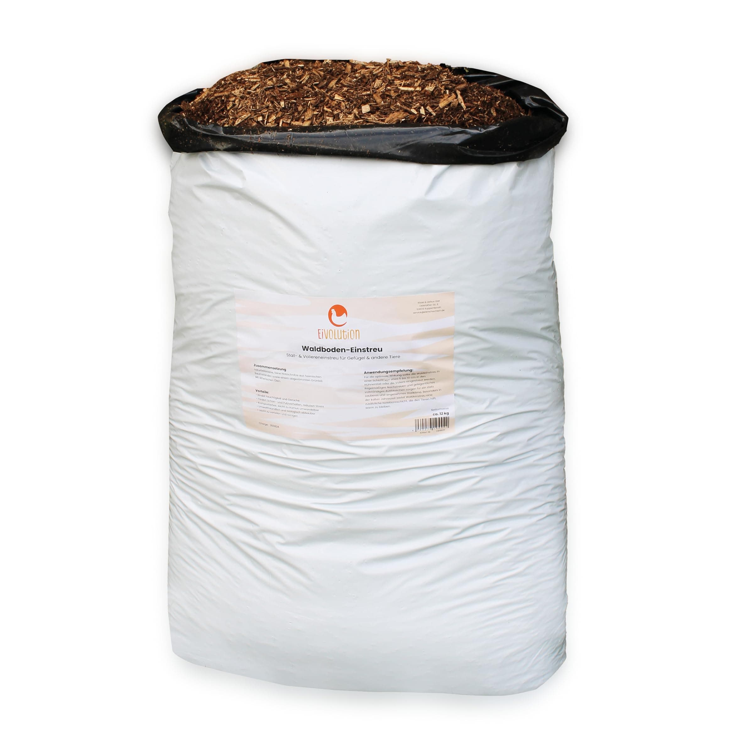 eivolution Waldboden-Einstreu 60L - Staubfrei, Kompostierbar, Bio-Abbaubar - Perfekt für Stall & Voliere mit Geruchsbindung
