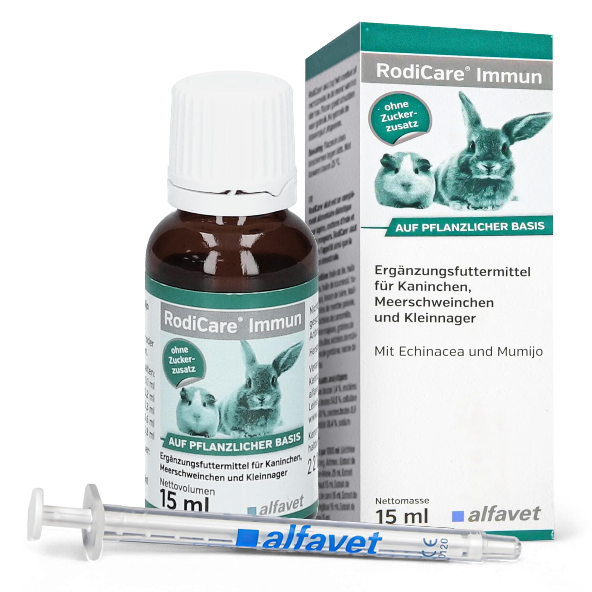 alfavet RodiCare Immun, Immunstärkung für Kaninchen, Meerschweinchen und Kleinnager, Ergänzungsfuttermittel, 15ml, Dosierspritze 1 x 15ml