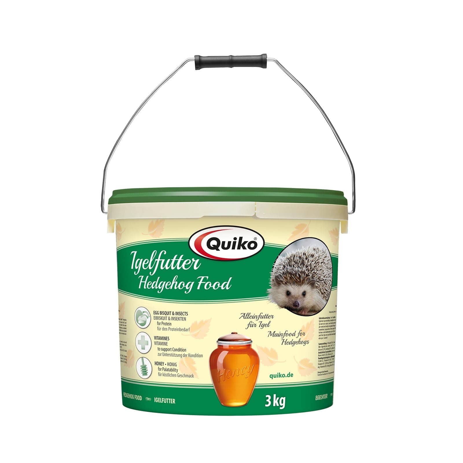 Quiko Igelfutter 3kg - Igelfutter Trockenfutter - Nahrhafte Vollnahrung - Mit Insekten und Eibiskuit für den Proteinbedarf - Speziell auf die Bedürfnisse des Igels abgestimmt