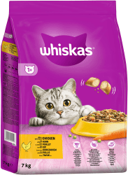 WHISKAS Adult 1+ Katzenfutter trocken - ab 1 Jahr - 7kg, Großpackung - mit Huhn - Trockenfutter für Katzen - 1 Beutel Huhn 7 kg (1er Pack) Angebot bei HelloDeals
