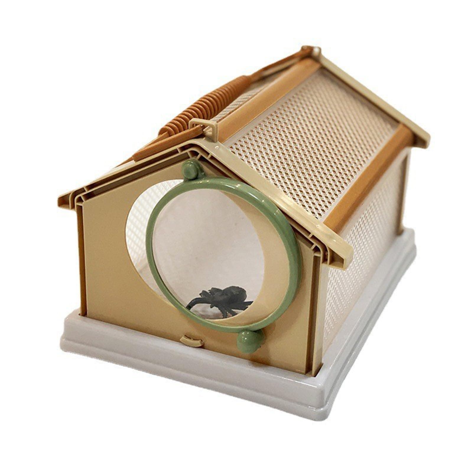 Insektenbeobachtungskäfig für den Außenbereich Zuchtkäfig für Seidenraupen 20 * 15 * 13cm Insekten-Schmetterlingskäfig Tragbarer Atmungsaktiver Kleintierkäfig (Khaki)