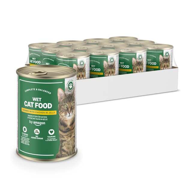 by Amazon Katzensfutter, nass, getreidefrei, Dose, Huhnstücke in Gelee, 12 x 405 g Chicken 405 g (12er Pack)