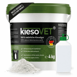 GreenPet KiesoVet Kieselgur für Hühner 4kg - Reine biologische Diatomeenerde inkl. Stäubeflasche im Eimer, Kieselerde Pulver, Bio Produkt für Hühnerställe, Hühner & Geflügel Betriebe Angebot bei HelloDeals