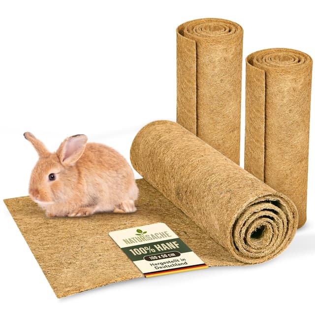 Natursache 3 Nagerteppich aus 100% Hanf, 100 x 50cm – saugstark, staubfrei & schützend I Hochwertige Hanfmatten für Nager I Ideale Bodenabdeckung für Käfige von Nagetieren 3 Stück